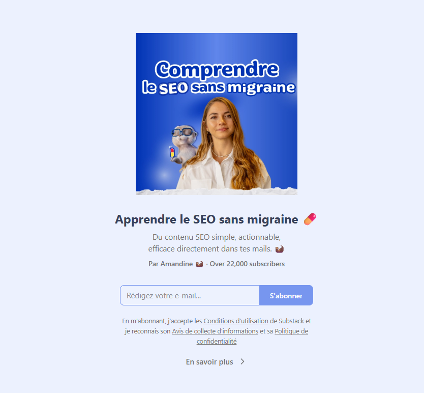 Inscription de la newsletter SEO sans migraine